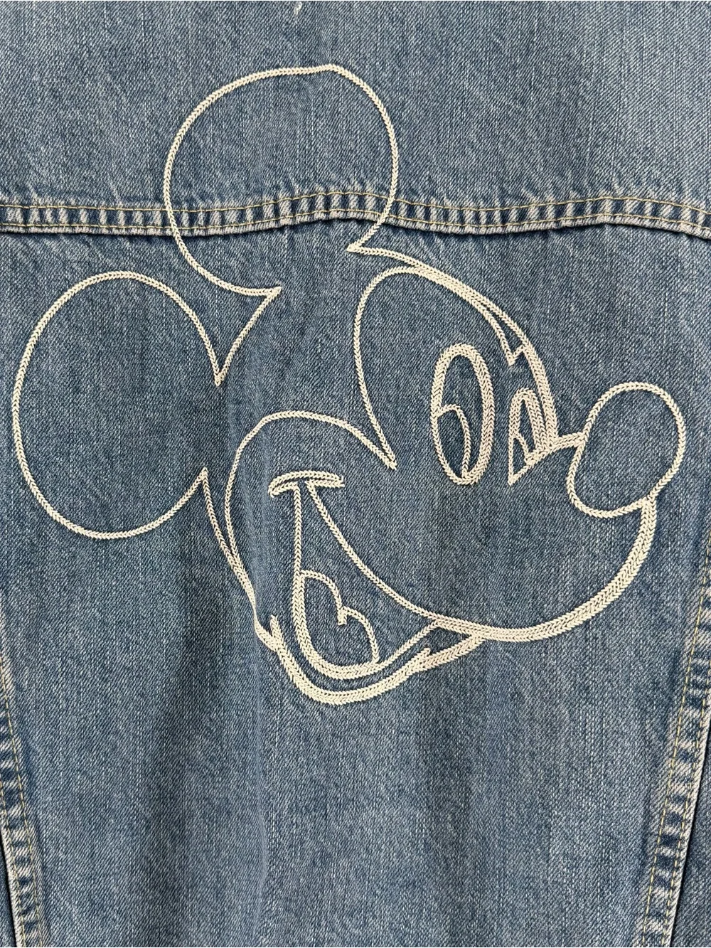 NWT Old Navy x Disney Medium Mickey Mouse Embroidered Denim Jean Trucker Jacket